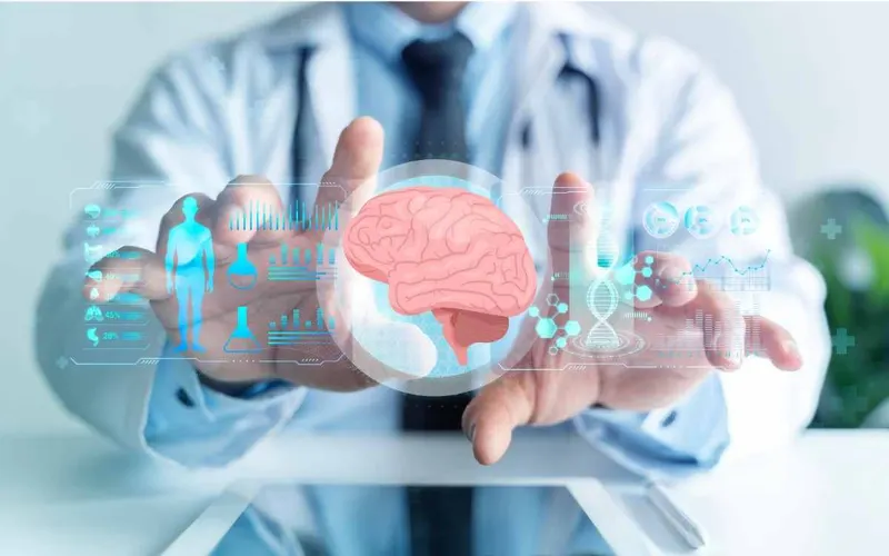 Healthcare professional using digital diagnostic technology
